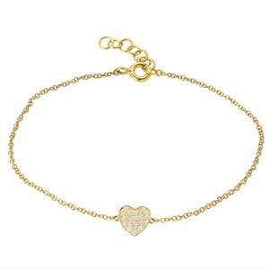 NWOT 14k gold bracelet with diamond heart